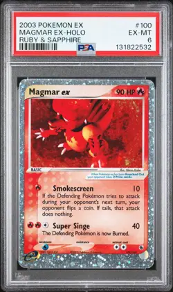 2003 POKEMON EX RUBY & SAPPHIRE #100 MAGMAR EX-HOLO PSA 6 - Image 1