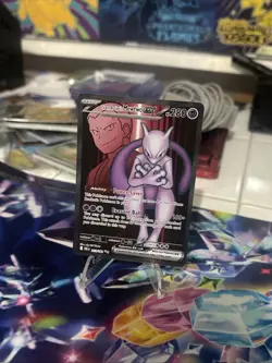 Pokemon TCG Destined Rivals Team Rockets Mewtwo EX Ultra Rare Card 213/182 - Image 1