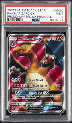 2017 POKEMON SM BLACK STAR PROMO #SM60 FULL ART/CHARIZARD GX PSA 9 - Image 1