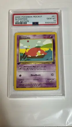 PSA 10 🚀 Slowpoke 1st Ed Pokemon Team Rocket MT 2000 67 Low pop - Image 1