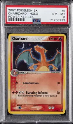 2007 POKEMON EX POWER KEEPERS #6 CHARIZARD-HOLO PSA 8 - Image 1