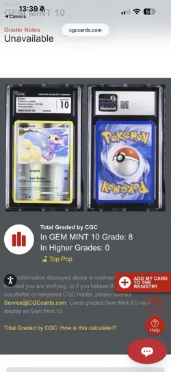 Aipom Pokemon 2008 Majestic Dawn Reverse Holo CGC 10 Top Pop 8 - Image 3