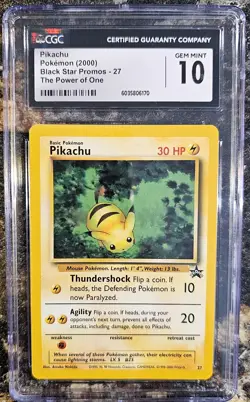 Pokemon 2000 Black Star Promo Pikachu 27 CGC 10 GEM MINT - Image 1