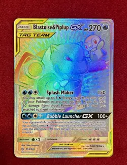 2019 Pokemon Blastoise & Piplup GX TAG TEAM 253/236, Sun & Moon, Cosmic Eclipse - Image 1
