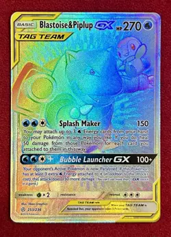 2019 Pokemon Blastoise & Piplup GX TAG TEAM 253/236, Sun & Moon, Cosmic Eclipse - Image 3