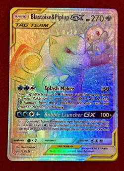 2019 Pokemon Blastoise & Piplup GX TAG TEAM 253/236, Sun & Moon, Cosmic Eclipse - Image 4