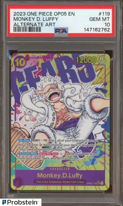 2023 One Piece OP05 EN Alternate Art #119 Monkey D Luffy PSA 10 GEM MINT - Image 1