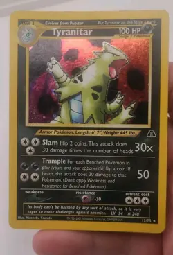 2001 Tyranitar 12/75 Neo Discovery pokemon Holo Rare - Image 1