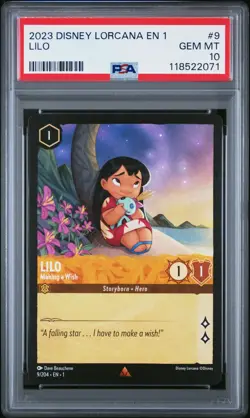2023 DISNEY LORCANA EN 1-THE FIRST CHAPTER #9 LILO - MAKING A WISH PSA 10 - Image 1