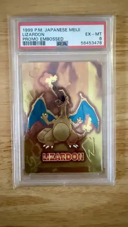 Pokemon 1999 Japanese Meiji Promo Lizardon Charizard Embossed PSA 6 EX MT - Image 1