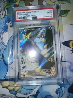 Oshawott Illustration Rare Water Holo SV White Flare #105/086 Pokemon TCG Psa 9 - Image 3
