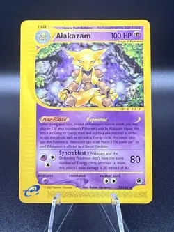 Pokemon Alakazam Rare Card Expedition Base Set 033/165 100 HP Regular 2002 - Image 1