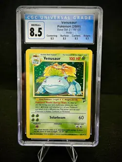 Venusaur CGC 8.5 Base Set 2 Holo Rare Pokemon Card 18/130 (2000) - Image 1