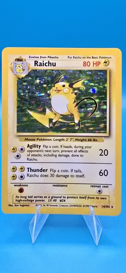 Pokemon Raichu Base Set 14/102 Holo English 1999 Card - LP - Image 1