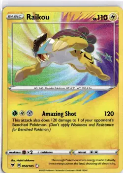Pokemon TCG Raikou Vivid Voltage Holo Card 50/185 NM - Image 1