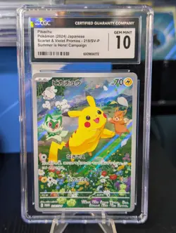 CGC 10 Pikach 218/SV-P Promotional Cards Holo (Japanese) - Image 1