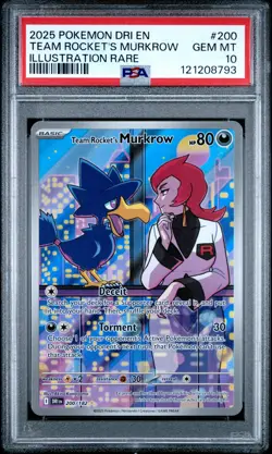 2025 Pokemon Destined Rivals Team Rocket's Murkrow Illustration Rare PSA 10 - Image 1