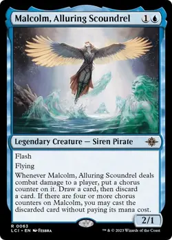 MALCOLM, ALLURING SCOUNDREL mtg NM-M Lost Caverns of Ixalan 1 Rare - Image 1