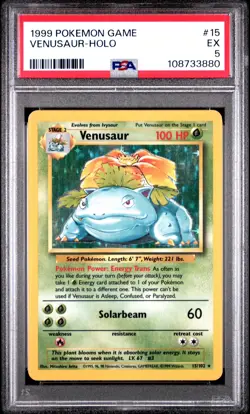 Venusaur-Holo #15 1999 Pokemon Game PSA 5 - Image 1