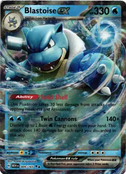 Pokemon TCG Blastoise ex Scarlet & Violet-151 009/165 Holo Double Rare NM - Image 1