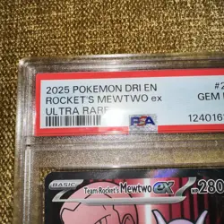2025 POKEMON DRI EN-DESTINED RIVALS ULTRA RARE TEAM ROCKET'S MEWTWO EX PSA 10 - Image 2
