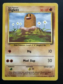 Diglett 47/102 Rotated Energy Error Misprint - HP/Dmg - Base Set Vintage Pokemon - Image 1
