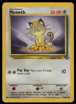 Meowth 56/64 Jungle Pokemon TCG LP - Image 1