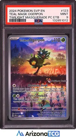 Pokemon 24 Teal Mask Ogerpon 123 Pokemon Center Stamp Twilight Masquerade PSA 9 - Image 1