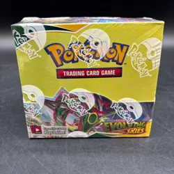 #1 Pokemon TCG SWSH Evolving Skies Booster Box Sealed w/ Acrylic Case - Image 1