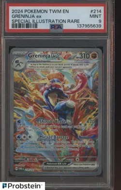 2024 Pokemon TWM En Special Illustration Rare #214 Greninja Ex PSA 9 MINT - Image 1