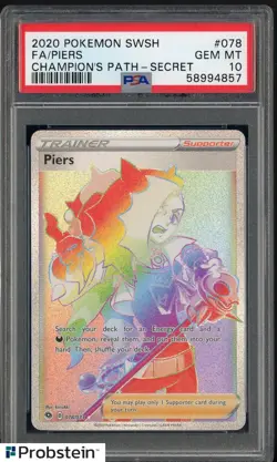 2020 Pokemon SWSH Champion's Path Secret #078 FA Piers PSA 10 GEM MINT - Image 1