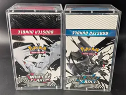 2x Pokemon SV10.5 Black Bolt White Flare Sealed Booster Bundle Display W/Acrylic - Image 1