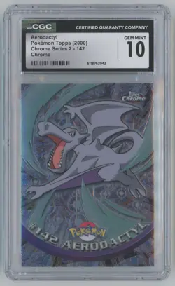 2000 Pokemon Topps Chrome Series 2 Aerodactyl CGC 10 Chrome #142 - Image 1