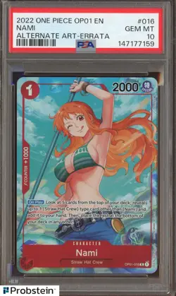 #2 2022 One Piece OP01 EN Alternate Art Errata #016 Nami PSA 10 GEM MINT - Image 1