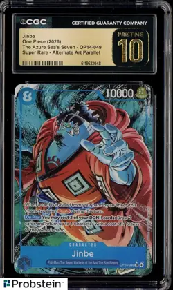 2026 One Piece OP14 The Azure Sea's Seven #049 Jinbe CGC 10 PRISTINE - Image 1
