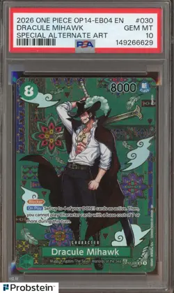 2026 One Piece OP14-EB04 EN Special Alternate Art #030 Dracule Mihawk PSA 10 - Image 1