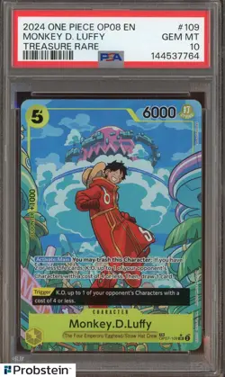 #2 2024 One Piece OP08 EN Treasure Rare #109 Monkey D Luffy PSA 10 GEM MINT - Image 1