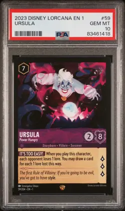 2023 DISNEY LORCANA EN 1-THE FIRST CHAPTER #59 URSULA - POWER HUNGRY PSA 10 - Image 1