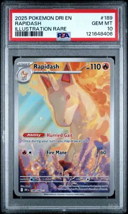 2025 Pokemon Destined Rivals Rapidash Illustration Rare 189 PSA 10 Gem Mint - Image 1