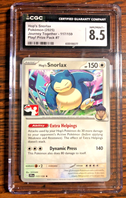 Hop's Snorlax Regular Rare #117|CGC NM-MT+ 8.5|Prize Pack Series 7|Pokemon TCG - Image 1
