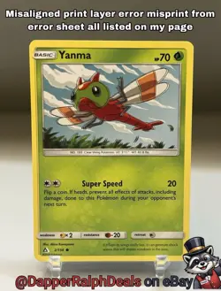 Pokemon Misaligned Print Layer Misprint Error Yanma 2/156 Ultra Prism - Image 1