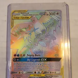 Pokemon TCG Moltres & Zapdos & Articuno GX 69/68 Hidden Fates Holo Secret Rare - Image 1