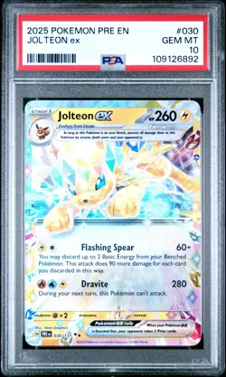 2025 POKEMON PRE EN-PRISMATIC EVOLUTIONS #030 JOLTEON EX PSA 10 - Image 1