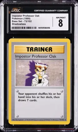 1999 POKEMON SHADOWLESS #73/102 IMPOSTOR PROFESSOR OAK CGC 8 - Image 1