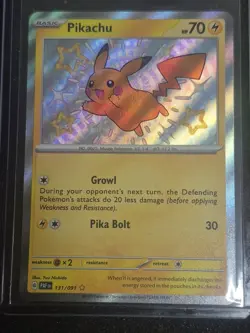 Pikachu 131/091 Paldean Fates Baby Shiny Holo Pokemon TCG Card NM - Image 1