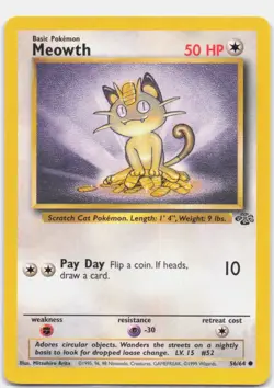 Meowth 56/64 Common Jungle Pokemon Unlimited Lightly Played - Image 1