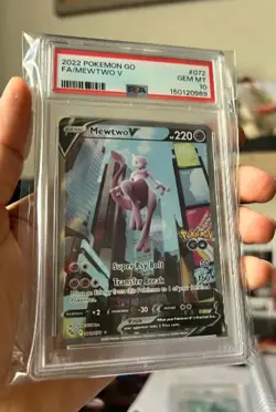 2022 Pokemon TCG GO Mewtwo V 072/078 Ultra Rare Full Art Holo 220 HP PSA 10 EN - Image 1