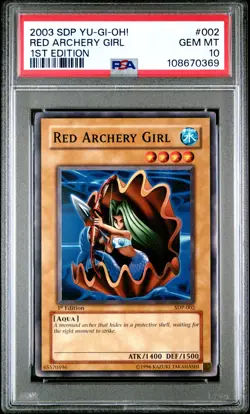 Red Archery Girl Yugioh 2003 SDP-002 Common 1st Edition PSA 10 - Image 1