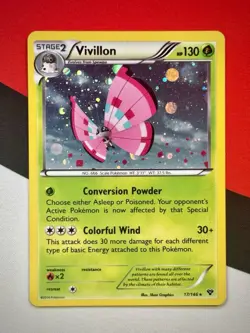 Vivillon 17/146 XY Base Set Holo Rare Meadow Pink 2014 Pokemon LP - Image 1