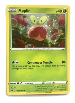 Applin Double Swirl Cosmos Foil Holo Promo 020/192 Sword & Shield Pokemon NM - Image 1